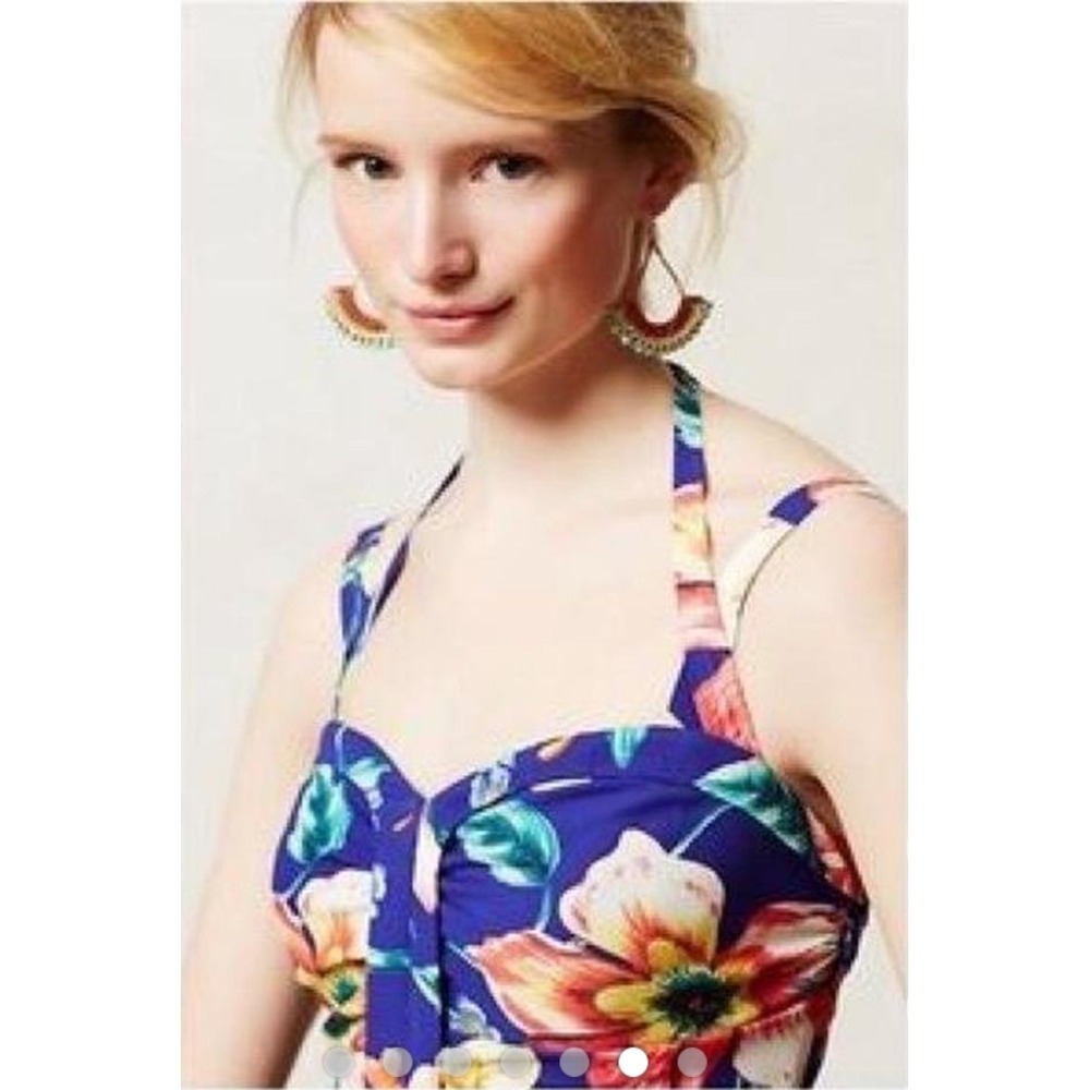 Anthropologie Moulinette Soeurs Annona Blue Floral MidiSize 14 - Picture 2 of 16